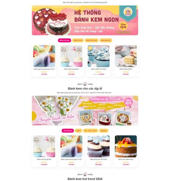 Theme wordpress tiệm bán bánh kem đẹp