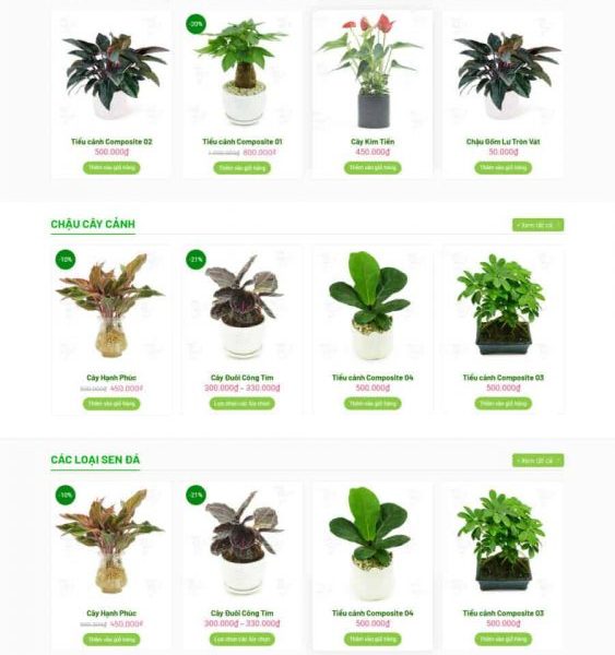 Theme wordpress chậu cây mini