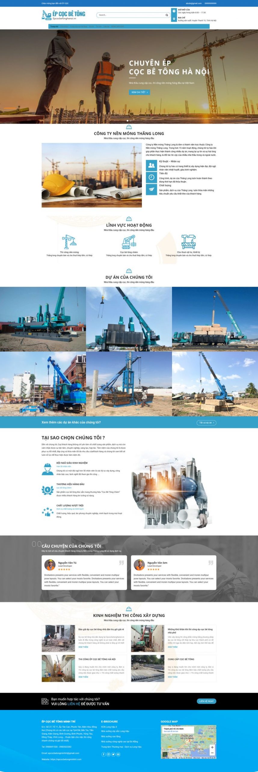 Theme wordpress công ty ép cọc bê tông