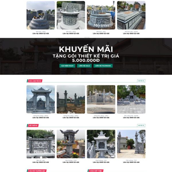 Theme wordpress giới thiệu cơ sơ làm lăng bia mộ