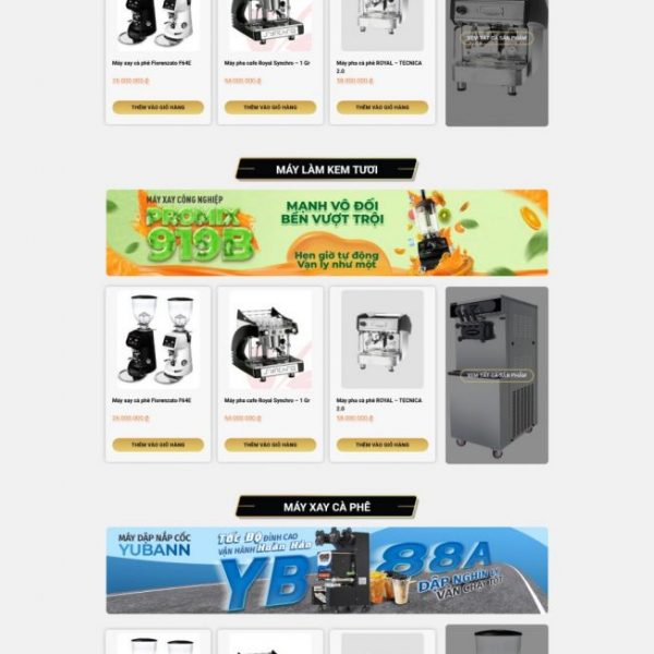 Theme wordpressbán máy pha chế cafe
