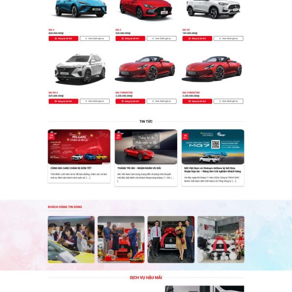 Theme wordpress showroom oto bán xe MG