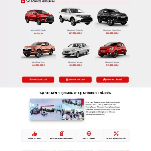 Theme wordpress bán xe mitsubishi 1