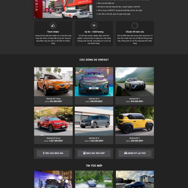 Theme wordpress bán xe vinfast 2