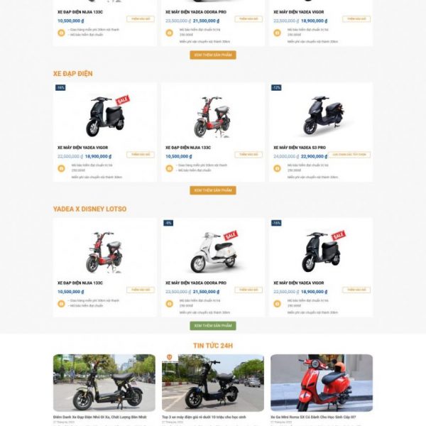 Theme wordpress bán xe điện 2